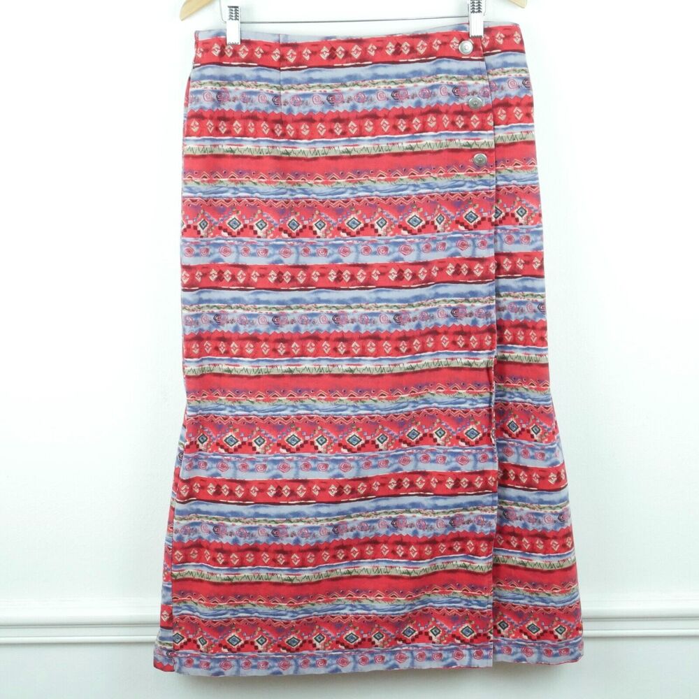 Vintage 16 Skirt Western Country Rodeo Boho Southwest Aztec Print‎ 90s Midi Wrap